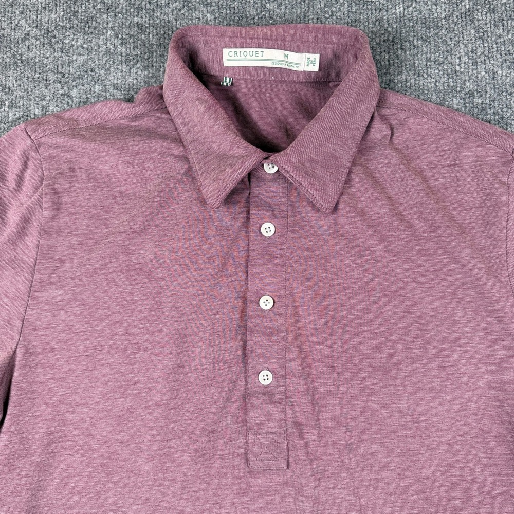 Criquet Polo Shirt Mens M Purple Heather Golf Stretch Performance Preppy
